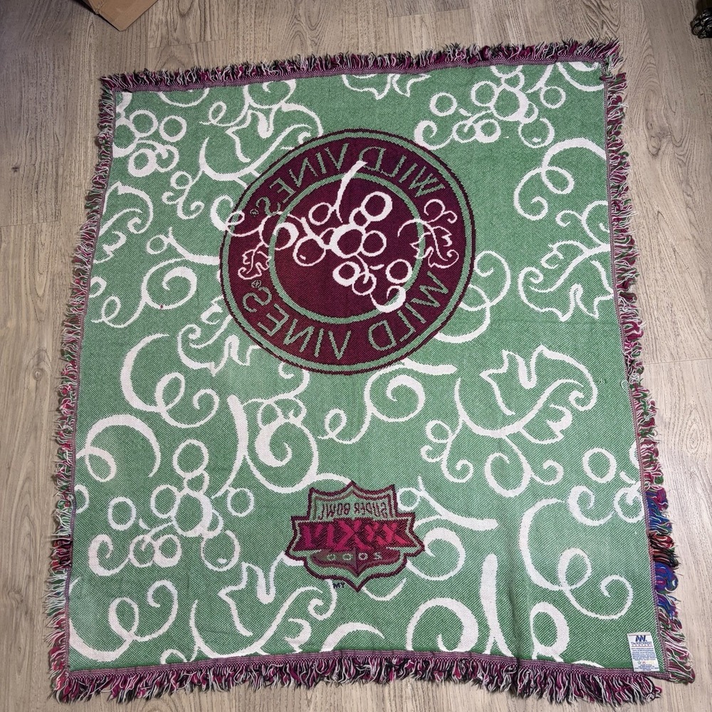 Vtg Y2K Northwest Company Wild Vines Superbowl 2000 Blanket/Throw 48x41 Acrylic - Picture 3 of 5